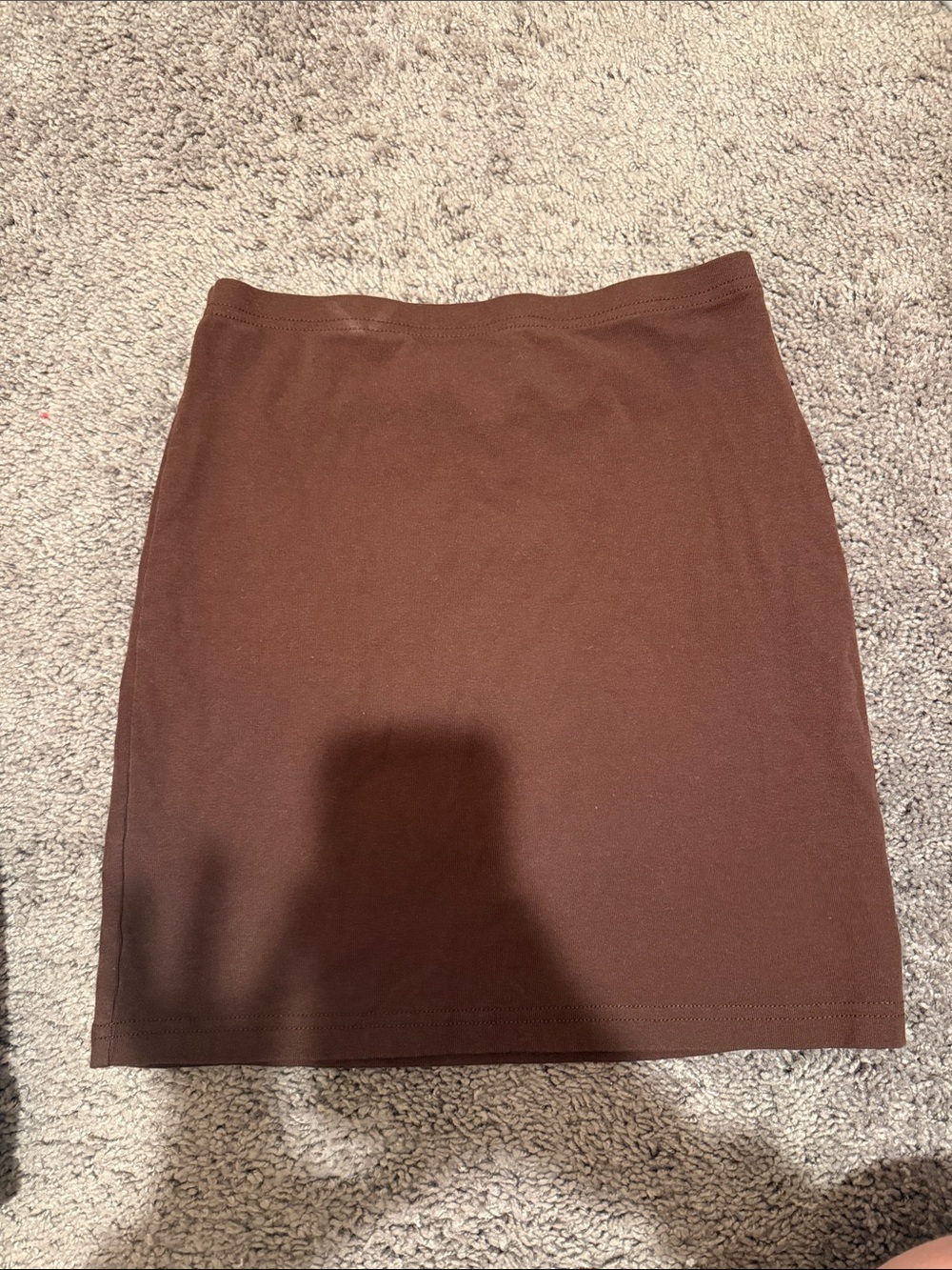 Amazon Brown Stretch Mini Skirt - Solid Brown